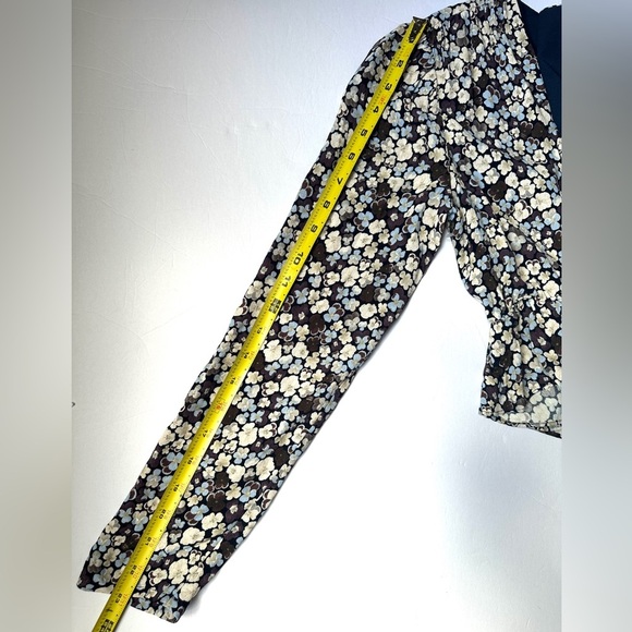 Sunday best Print Floral Women Cropped Tie Front Blue & White XS Long Sleeve - Picture 7 of 8